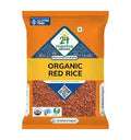 Packaging of 24 Mantra Organic Red Rice with visible branding and product details.