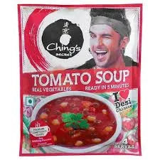 Ching's Tomato Soup package with a man in the background