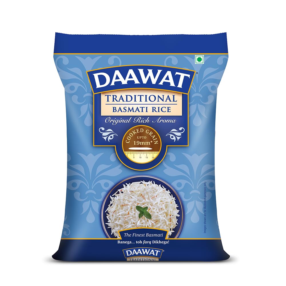 DAAWAT Traditional Basmati Rice packaging on a white background