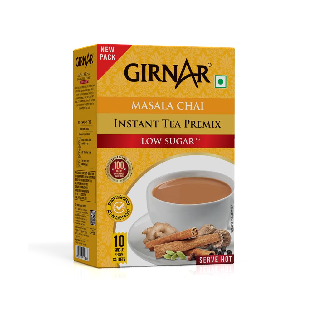 Girnar Masala Chai Instant Tea Premix box on a white background