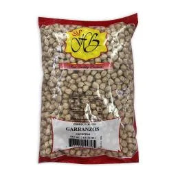 Bag of garbanzo beans with a visible brand logo on a white background