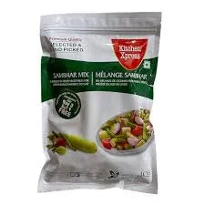 Packaged sambar mix with brand logo on a white background