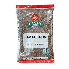 Bag of Laxmi Flaxseeds on a white background