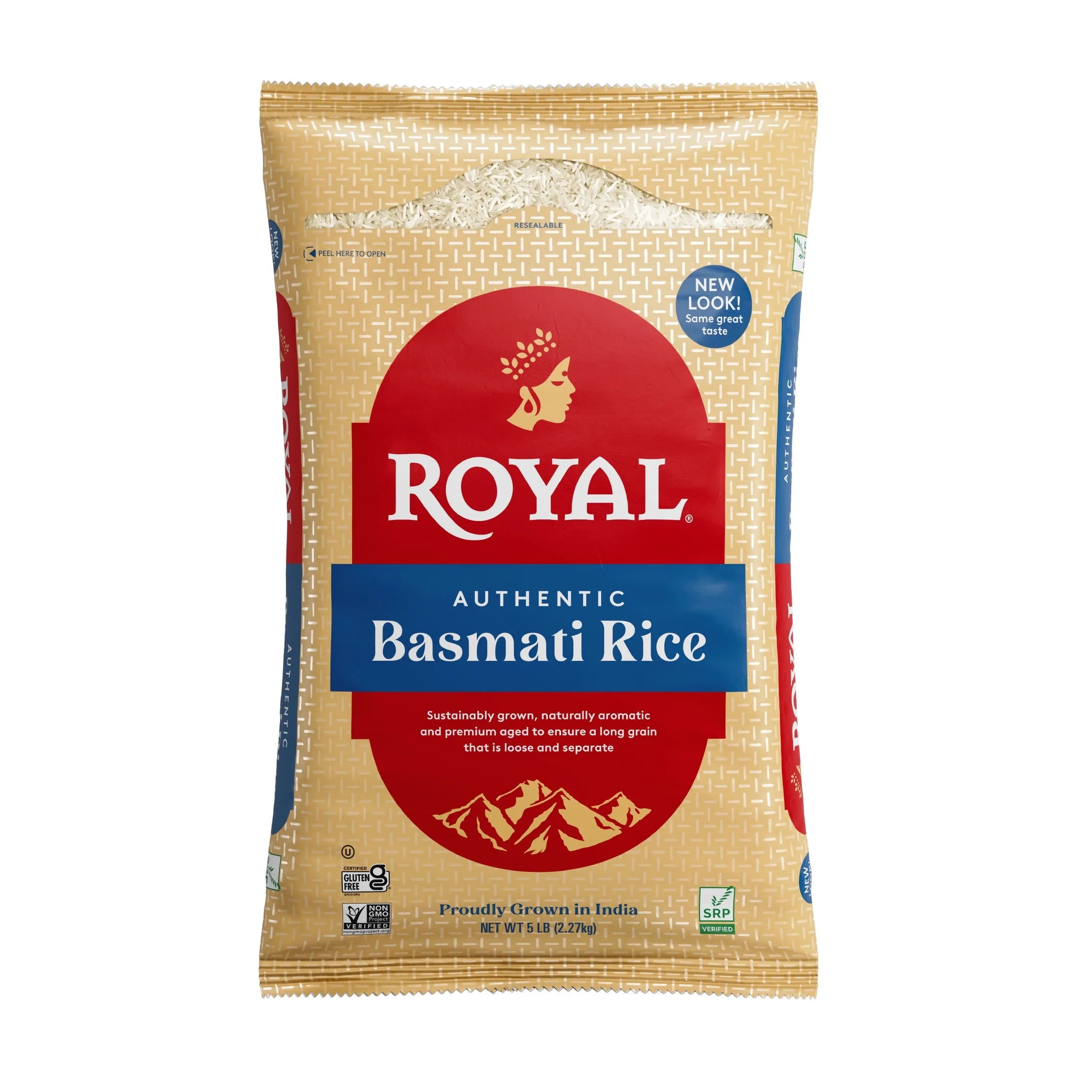 Royal Authentic Basmati Rice package on a white background