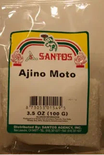 Packaged product labeled 'Ajino Moto' with a visible brand logo on a neutral background