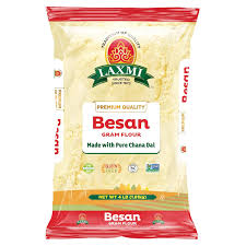 Packaged product of Tasmia Besan with red and white design