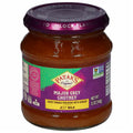 Jar of Pataks Major Grey Chutney on a white background