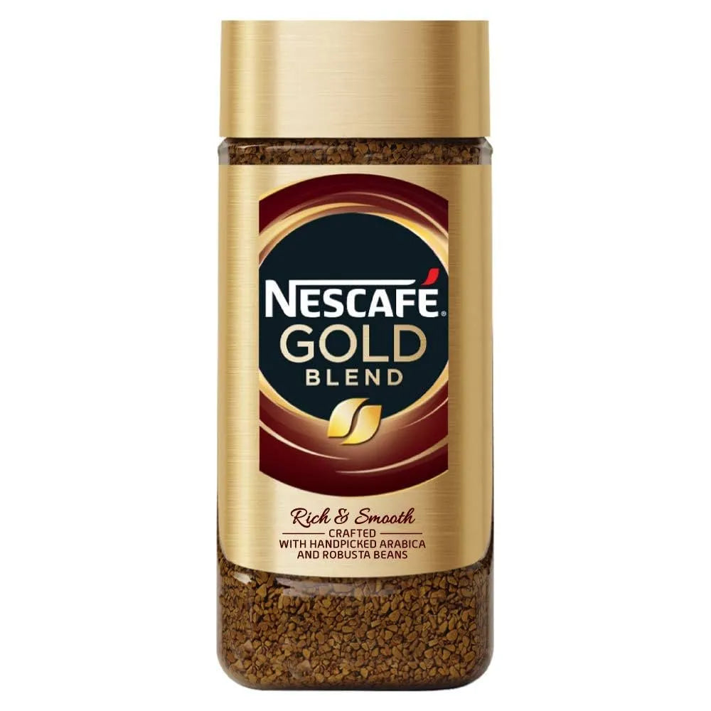 Nescafe Gold Blend instant coffee jar on a white background