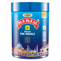 Blue container of Pan Parag Pan Masala with Taj Mahal design on a white background