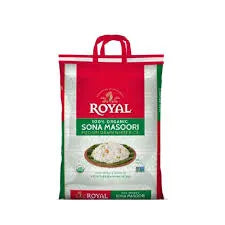 Bag of Royal Sona Masoori rice on a white background